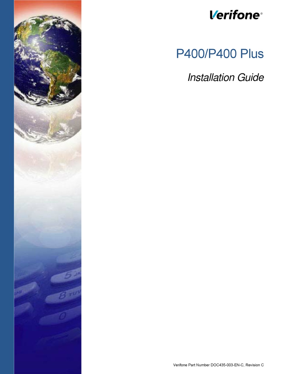 VERIFONE P400 INSTALLATION MANUAL Pdf Download ManualsLib