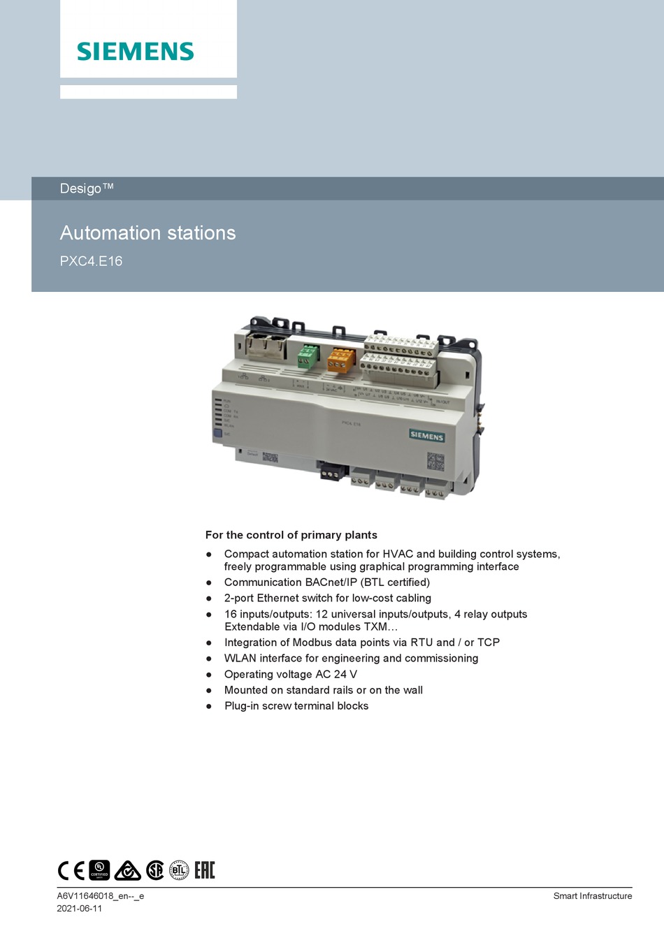 SIEMENS DESIGO PXC4.E16 MANUAL Pdf Download ManualsLib
