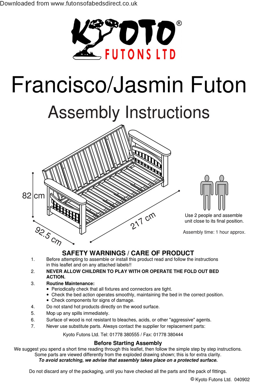 KYOTO FRANCISCO ASSEMBLY INSTRUCTIONS Pdf Download ManualsLib