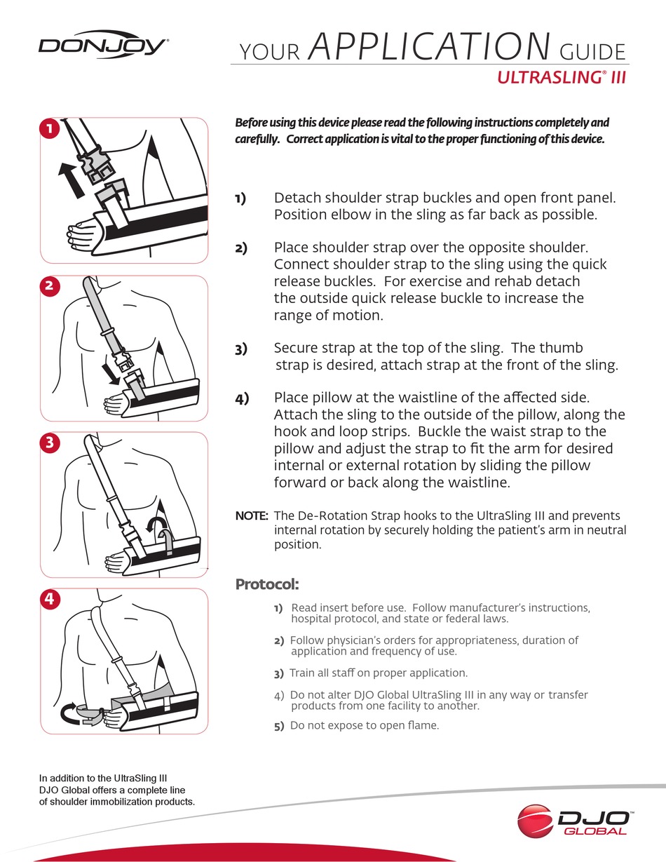 DJO GLOBAL DONJOY ULTRASLING III APPLICATION MANUAL Pdf Download
