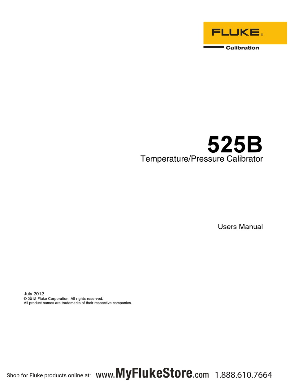 FLUKE CALIBRATION 525B USER MANUAL Pdf Download ManualsLib