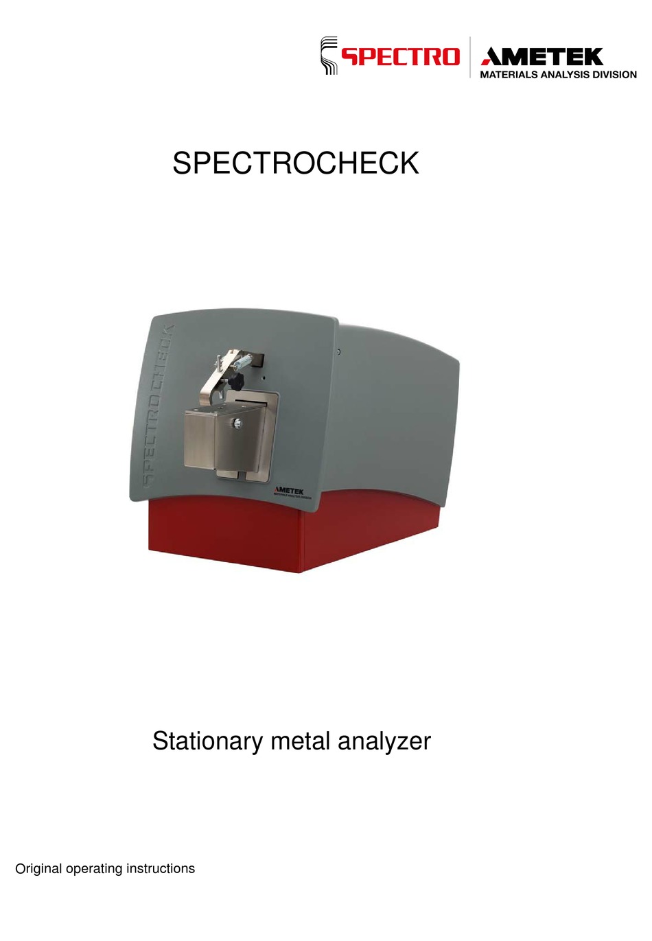 AMETEK SPECTRO SPECTROCHECK ORIGINAL OPERATING INSTRUCTIONS Pdf