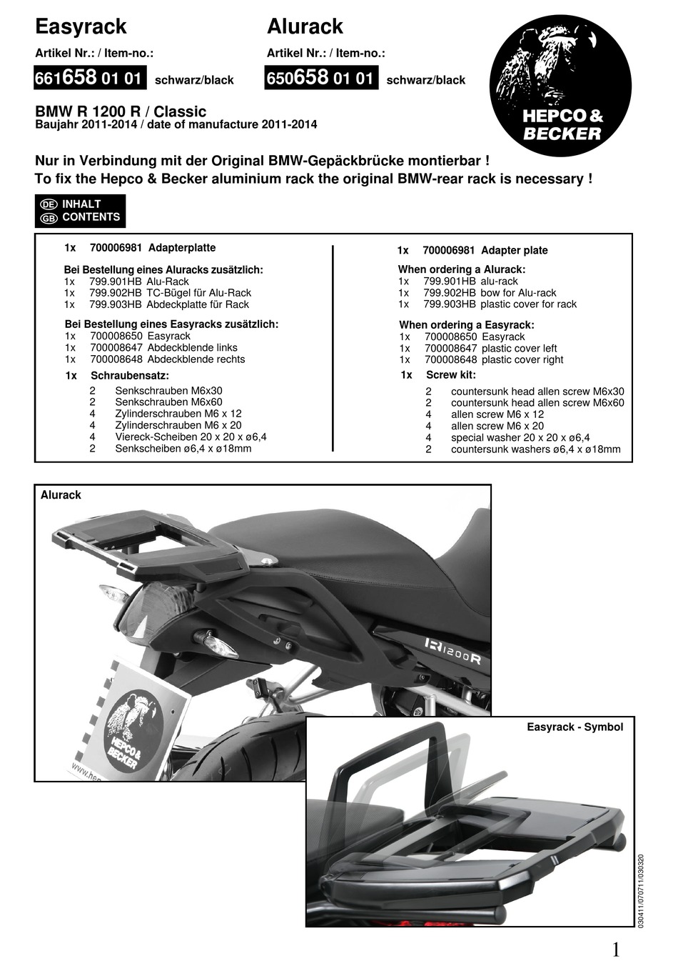 Hepco Becker Easyrack Manual Pdf Download Manualslib