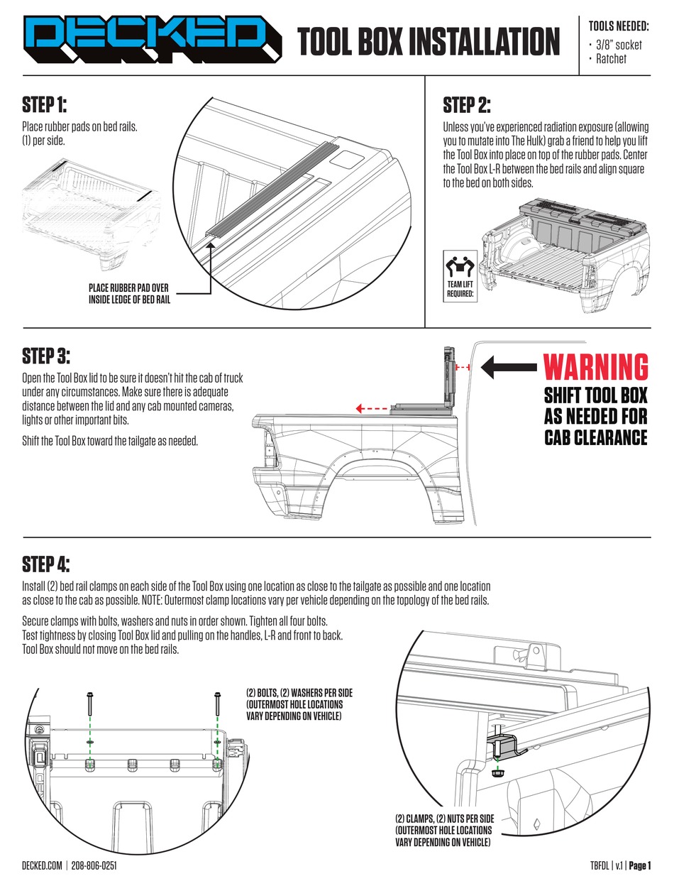 DECKED TOOL BOX INSTALLATION Pdf Download | ManualsLib