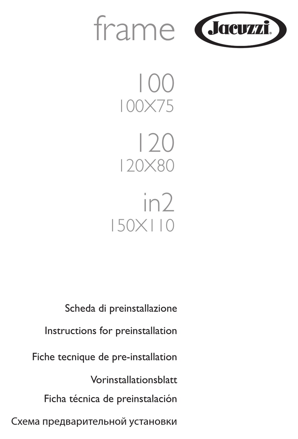 JACUZZI FRAME 100 INSTRUCTIONS FOR PREINSTALLATION Pdf Download ...