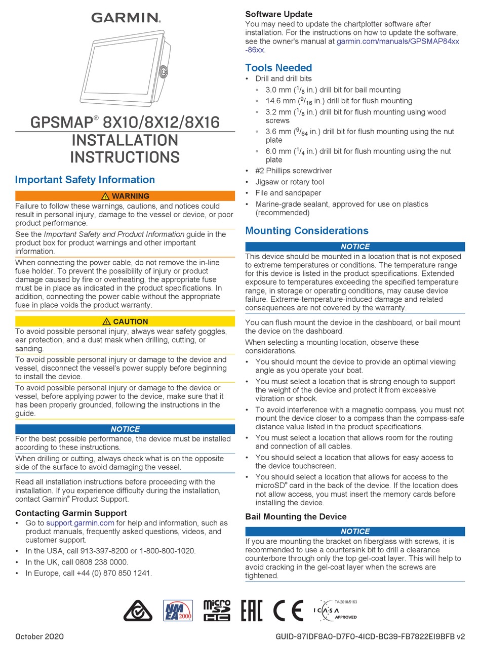 GARMIN GPSMAP 8X10 INSTALLATION INSTRUCTIONS MANUAL Pdf Download