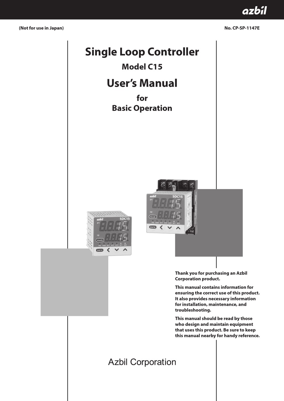 AZBIL C15 USER MANUAL Pdf Download ManualsLib