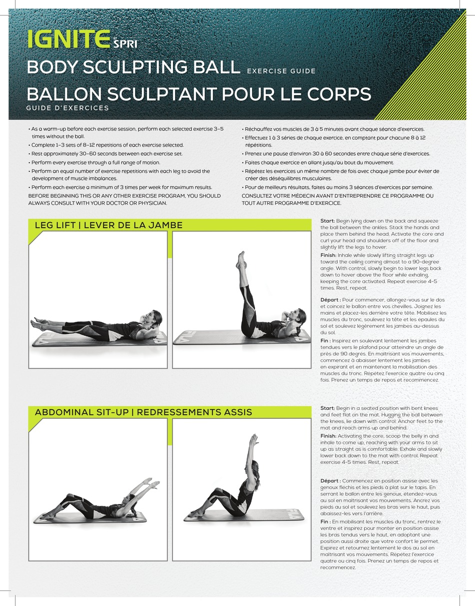 SPRI IGNITE BODY SCULPTING BALL EXERCISE MANUAL Pdf Download ManualsLib