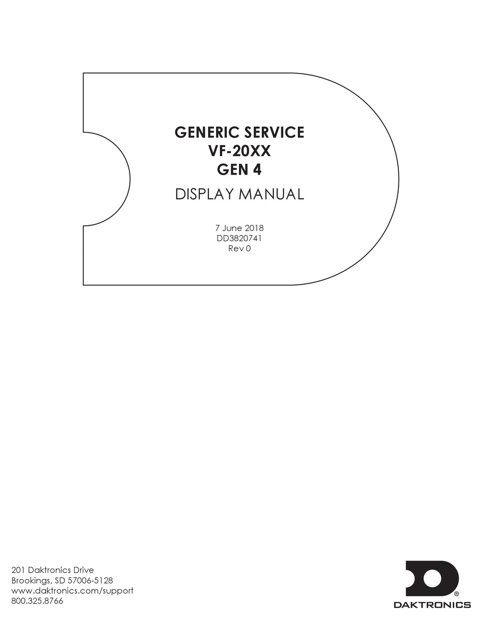 DAKTRONICS VF20 SERIES DISPLAY MANUAL Pdf Download ManualsLib