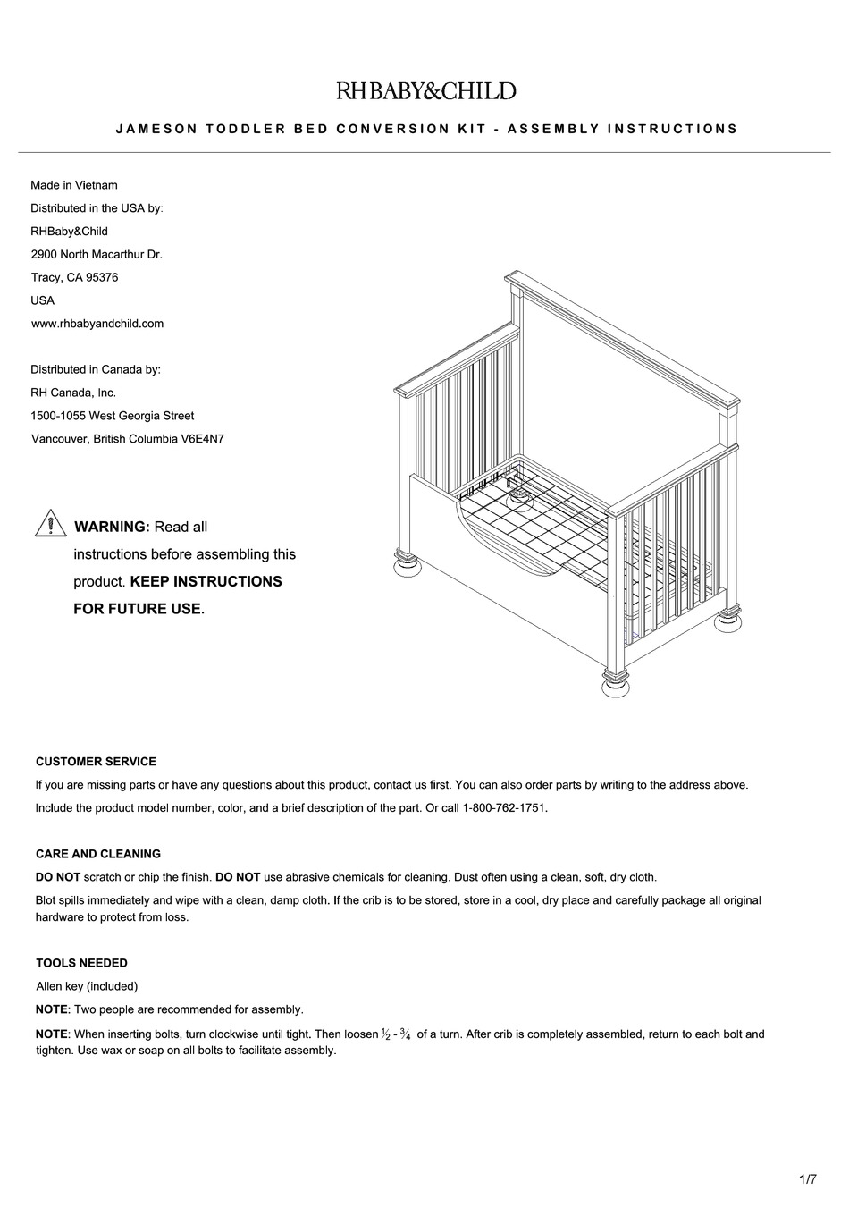 RH BABY&CHILD JAMESON ASSEMBLY INSTRUCTIONS MANUAL Pdf Download