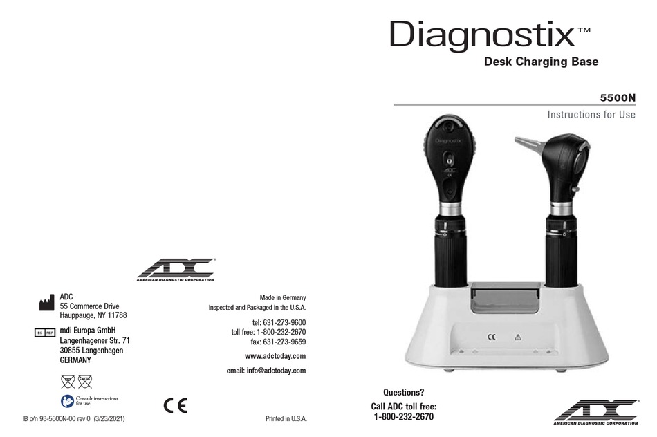ADC DIAGNOSTIX 5500N INSTRUCTIONS FOR USE MANUAL Pdf Download ManualsLib