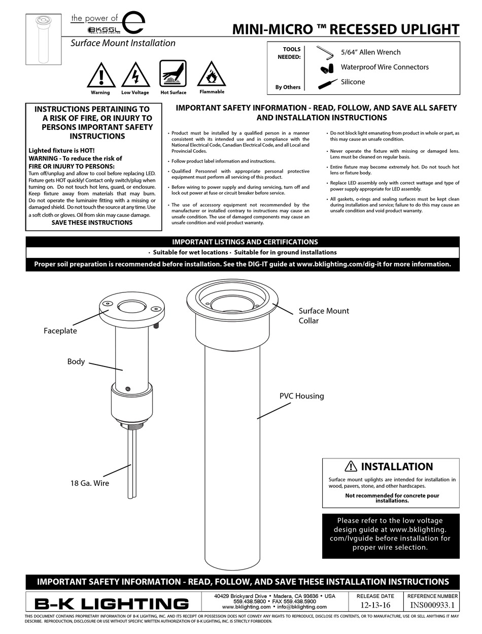 BK LIGHTING MINIMICRO INSTALLATION INSTRUCTIONS Pdf Download ManualsLib
