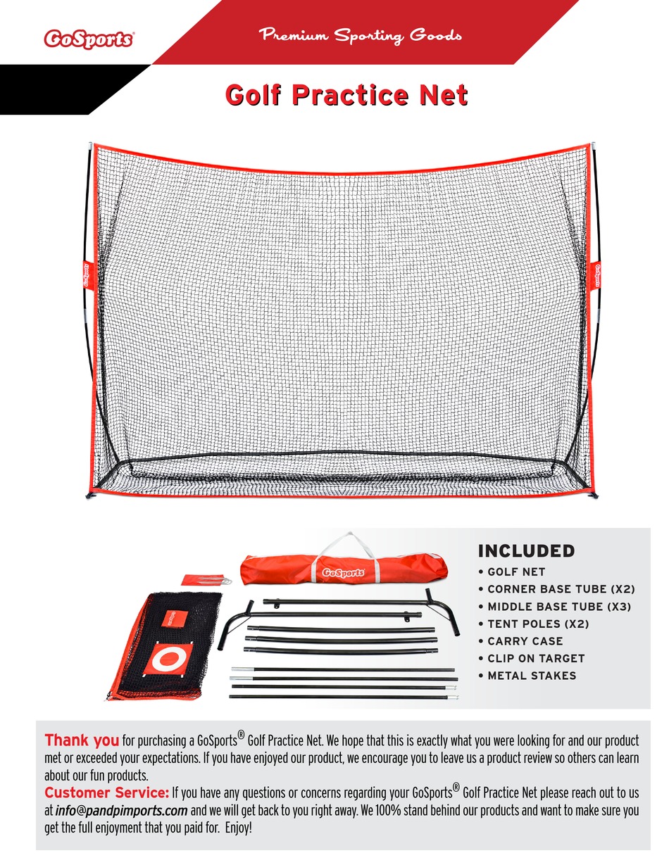 GOSPORTS GOLF PRACTICE NET INSTRUCTIONS Pdf Download ManualsLib