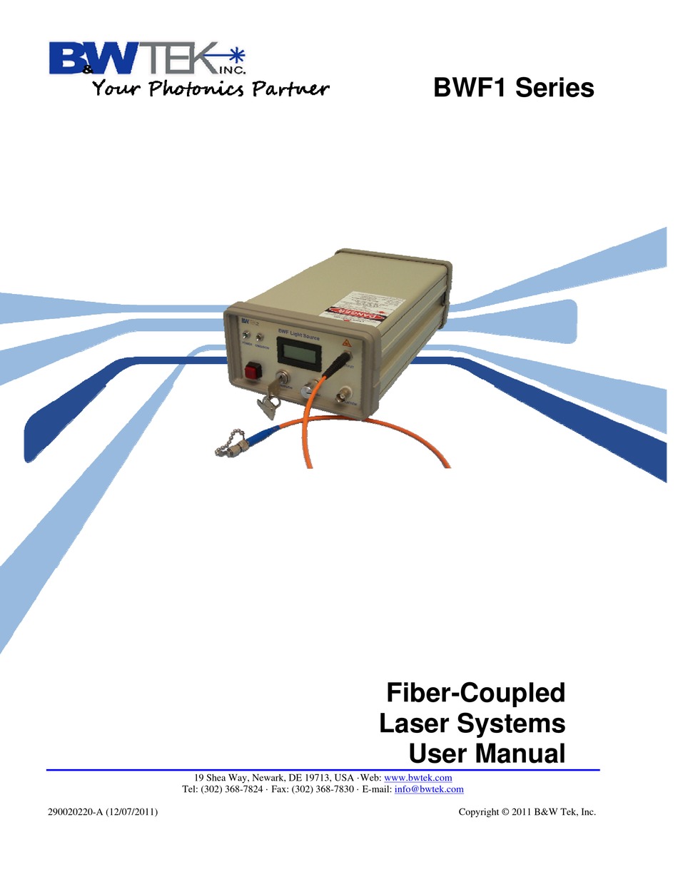 B&W TEK BWF1 SERIES USER MANUAL Pdf Download | ManualsLib