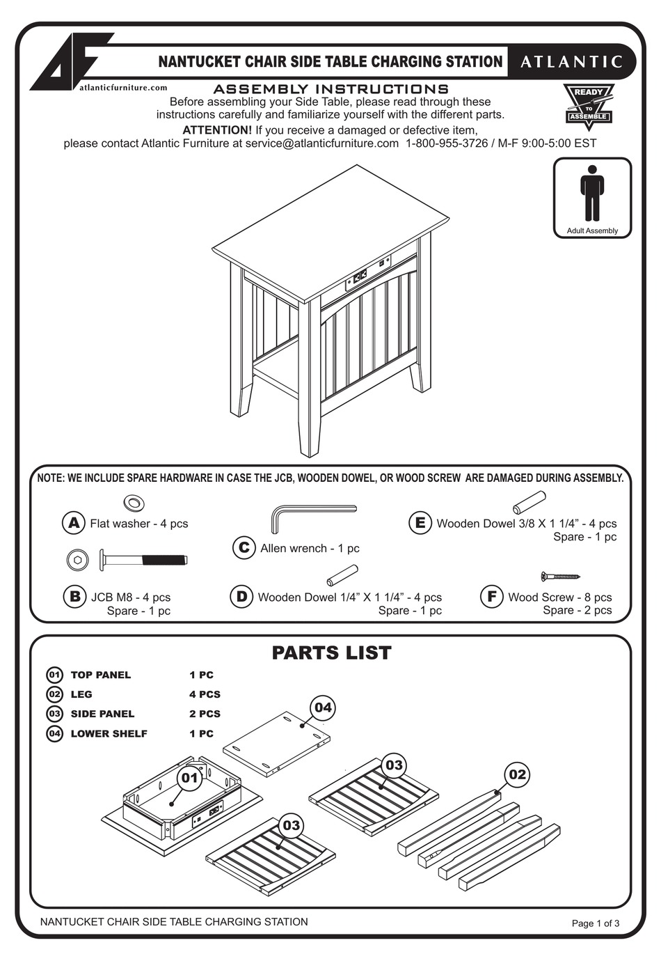 ATLANTIC FURNITURE NANTUCKET ASSEMBLY INSTRUCTIONS Pdf Download