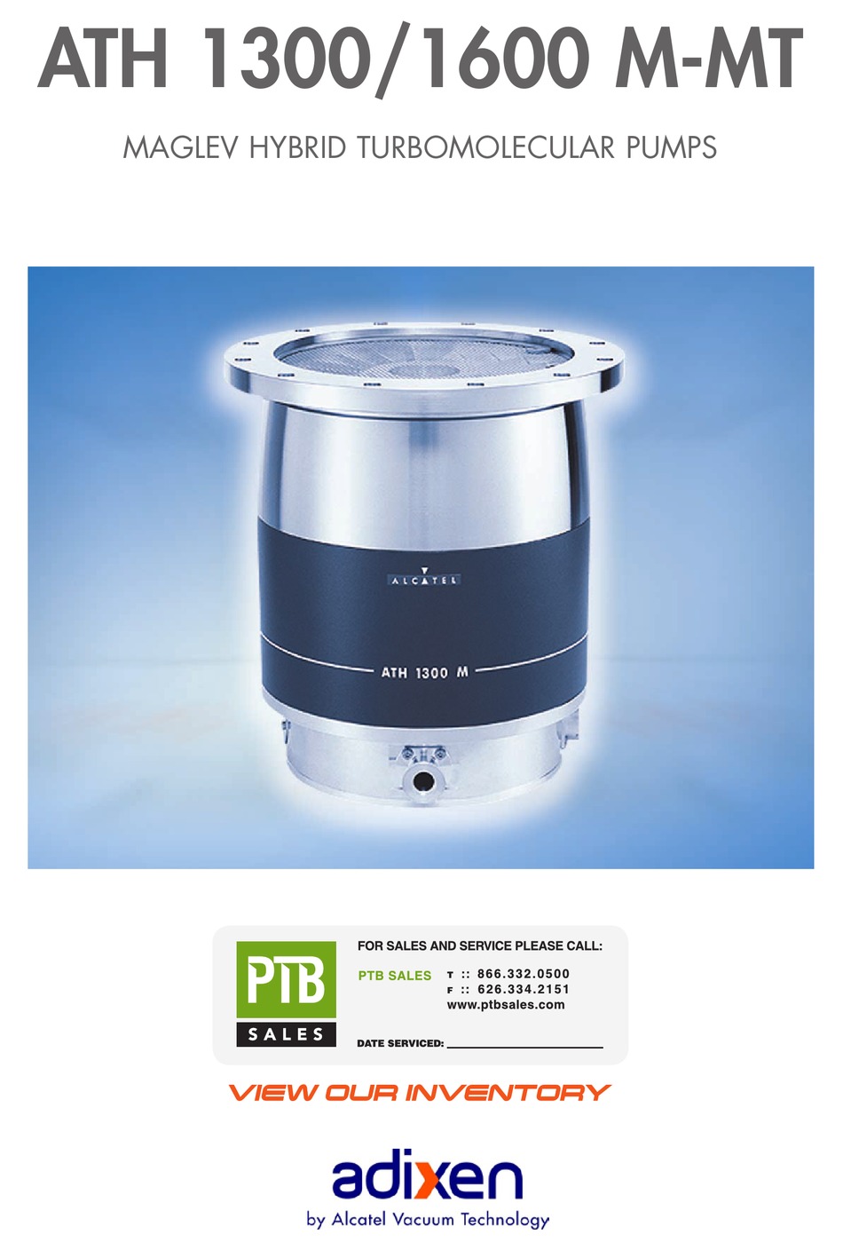 ALCATEL VACUUM TECHNOLOGY ADIXEN ATH 1300 M USER MANUAL Pdf Download