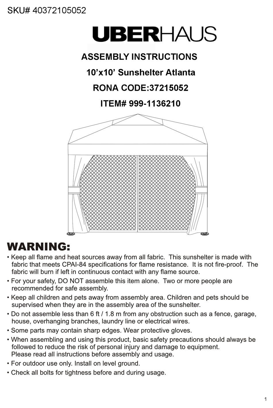 UBERHAUS 37215052 ASSEMBLY INSTRUCTIONS MANUAL Pdf Download ManualsLib
