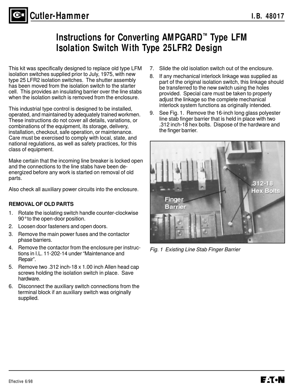 EATON CUTLERHAMMER AMPGARD INSTRUCTIONS Pdf Download ManualsLib