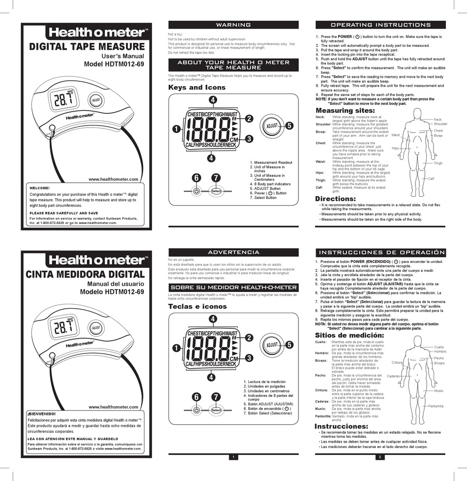 HEALTH O METER HDTM012-69 USER MANUAL Pdf Download | ManualsLib