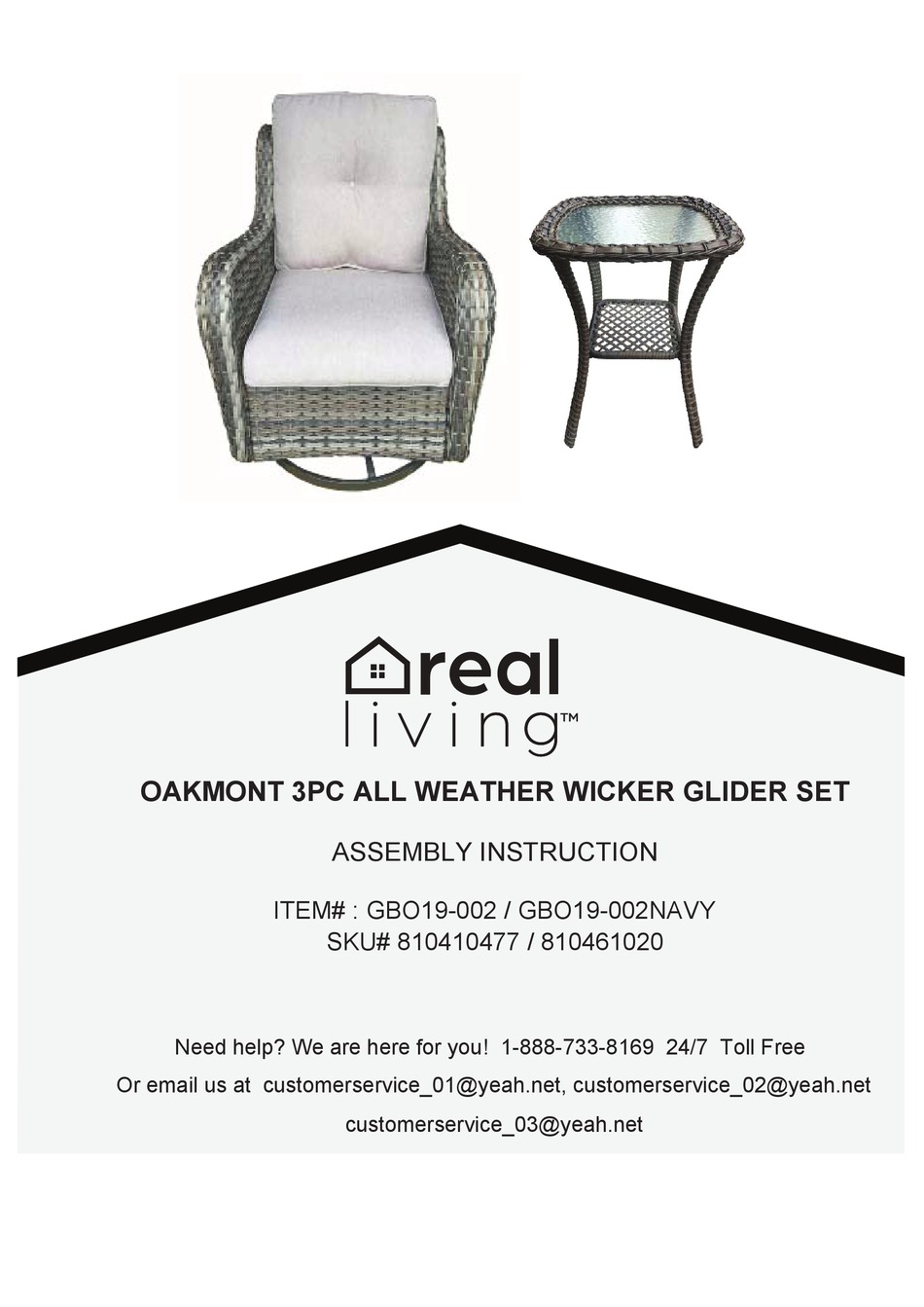 REAL LIVING OAKMONT GBO19002 ASSEMBLY INSTRUCTION MANUAL Pdf Download