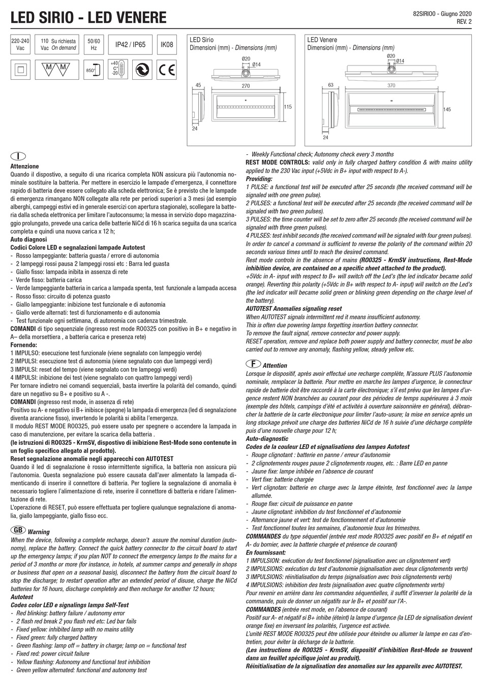 LAMPADE EMERGENZA RELCO SIRIO SE 1H V X