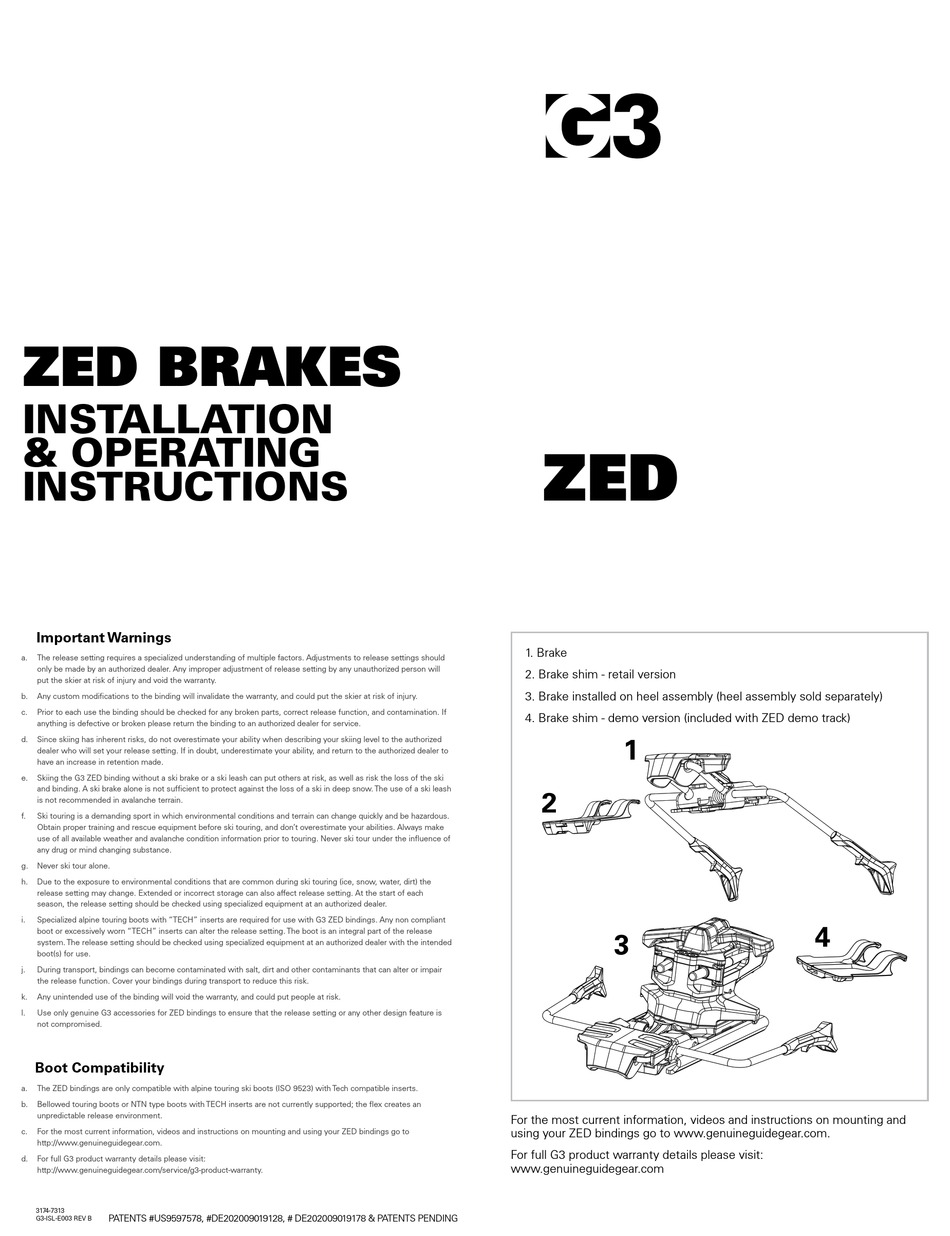 G3 ZED INSTALLATION & OPERATING INSTRUCTIONS Pdf Download | ManualsLib