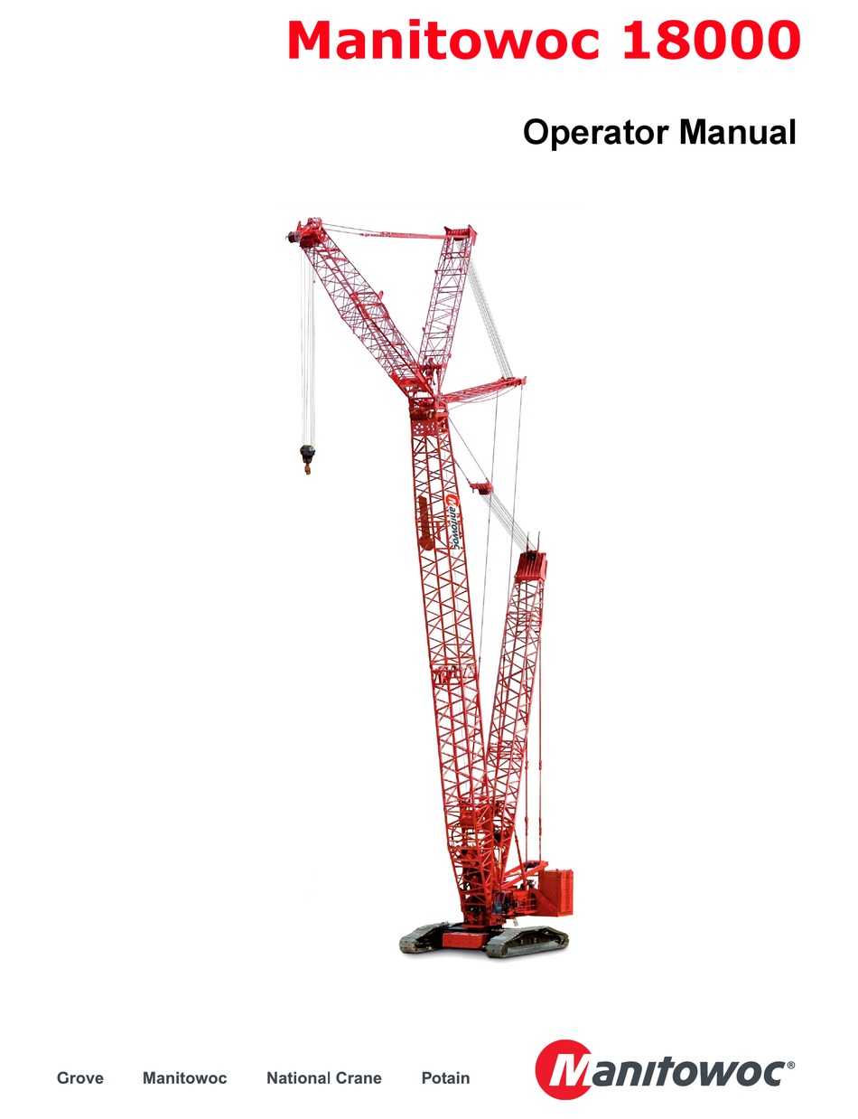 MANITOWOC 18000 OPERATOR'S MANUAL Pdf Download ManualsLib