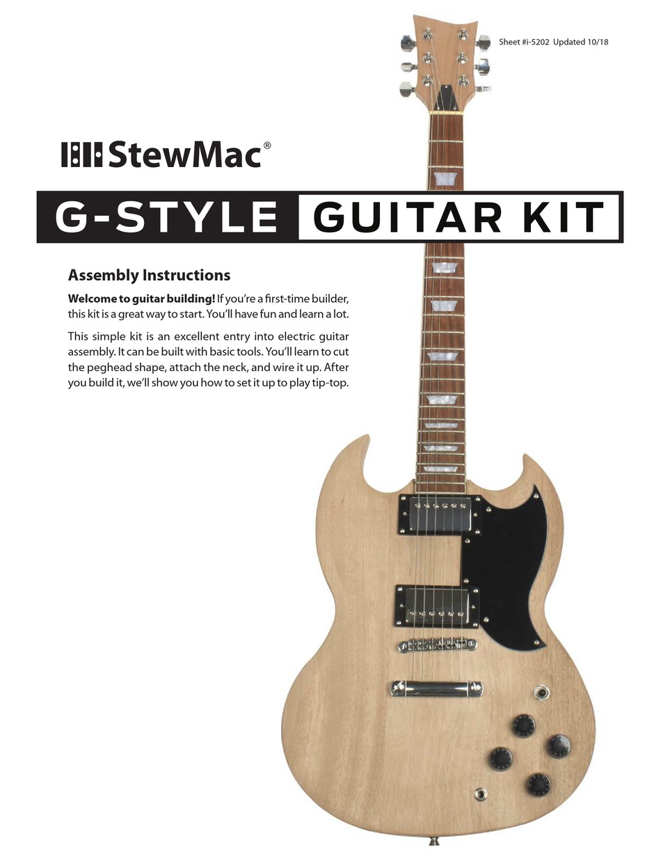 STEWMAC G-STYLE GUITAR KIT ASSEMBLY INSTRUCTIONS MANUAL Pdf