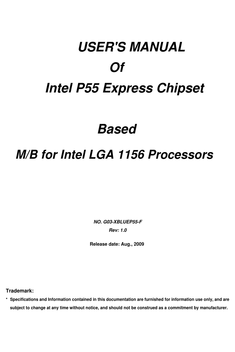 INTEL P55 USER MANUAL Pdf Download | ManualsLib