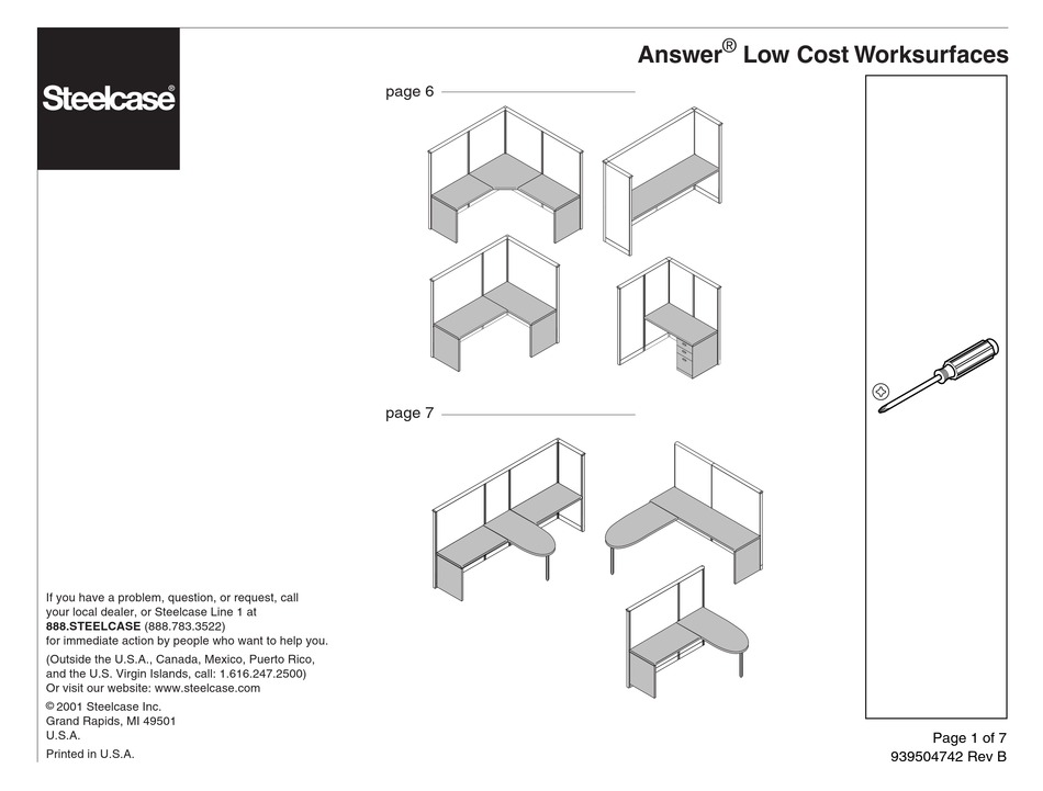STEELCASE ANSWER LOW COST WORKSURFACES MANUAL Pdf Download ManualsLib