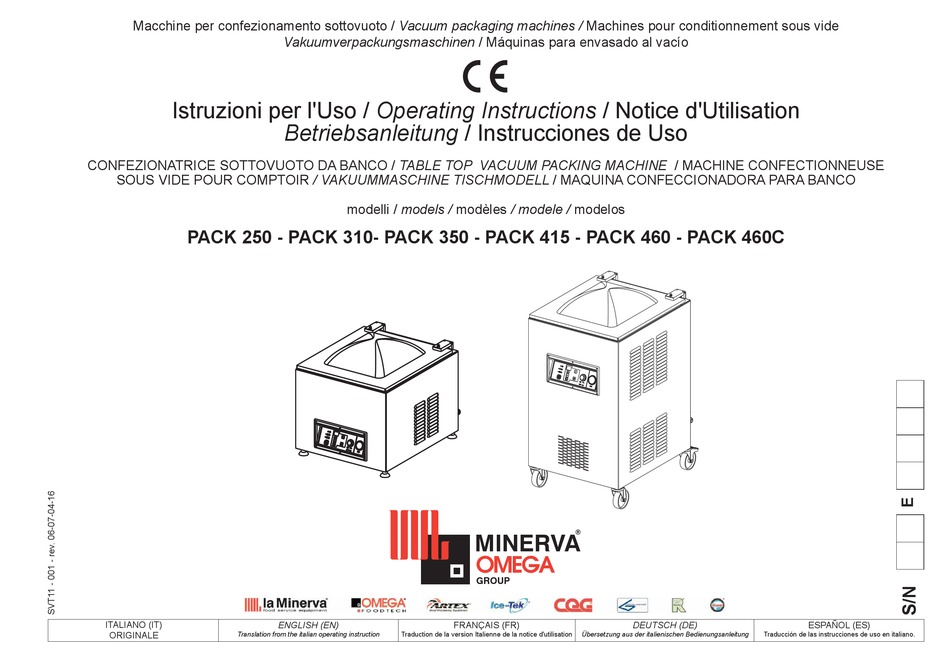 MINERVA OMEGA PACK 250 OPERATING INSTRUCTIONS MANUAL Pdf Download