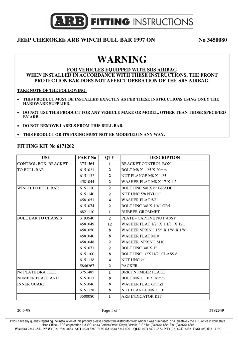 ARB 3450080 FITTING INSTRUCTIONS Pdf Download ManualsLib