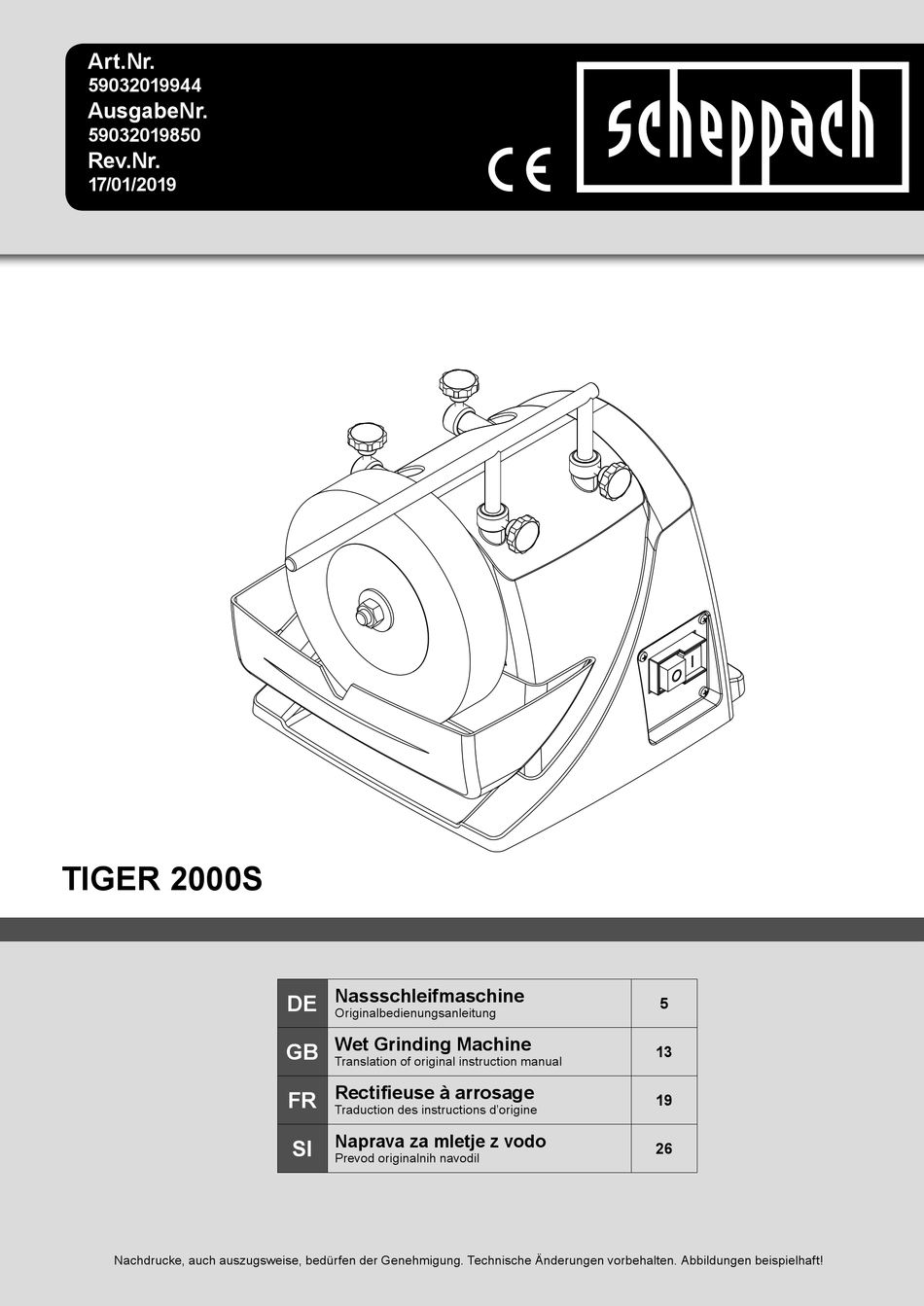 SCHEPPACH TIGER 2000S INSTRUCTION MANUAL Pdf Download ManualsLib