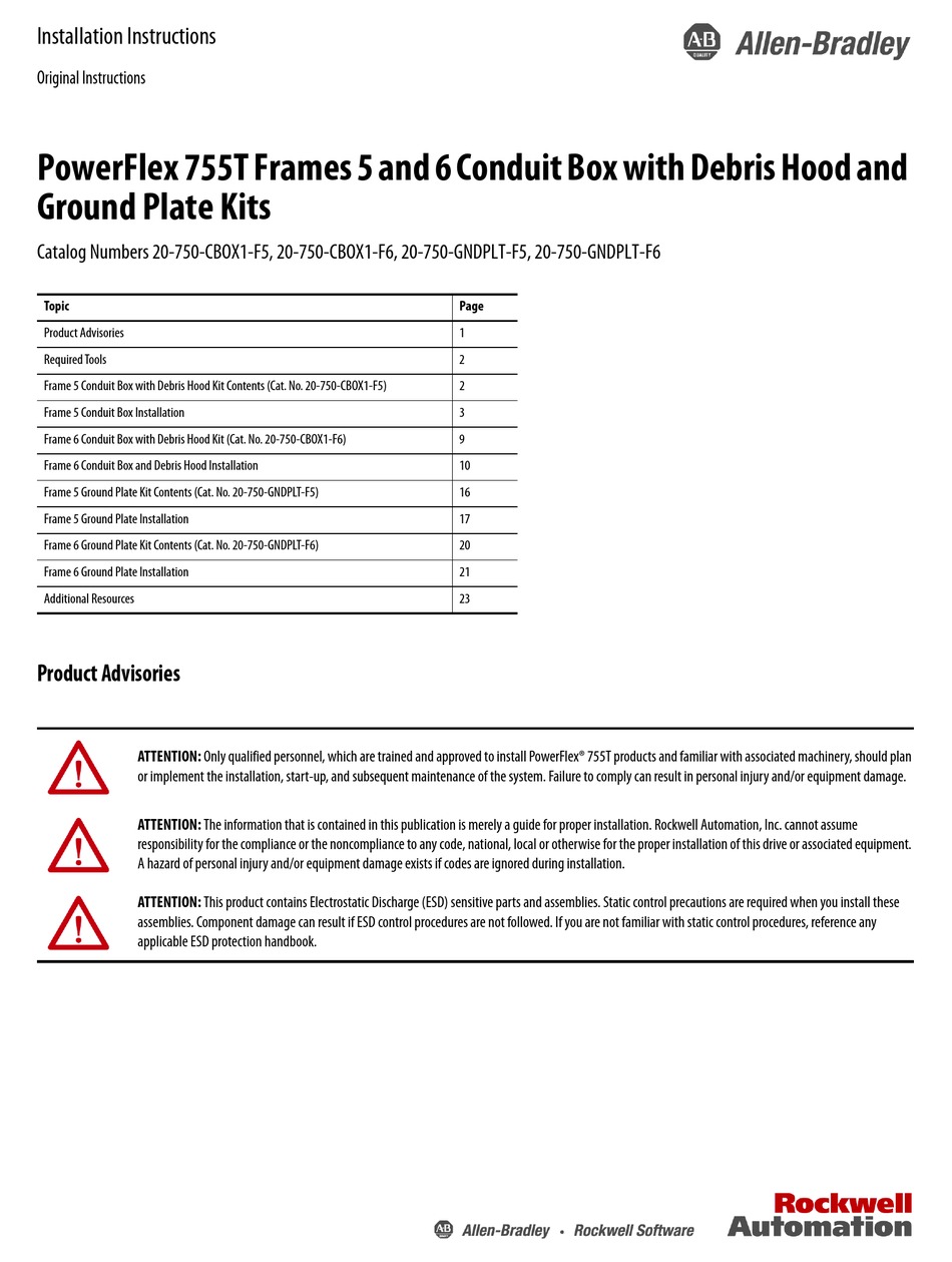 ALLENBRADLEY POWERFLEX 755T INSTALLATION INSTRUCTIONS MANUAL Pdf