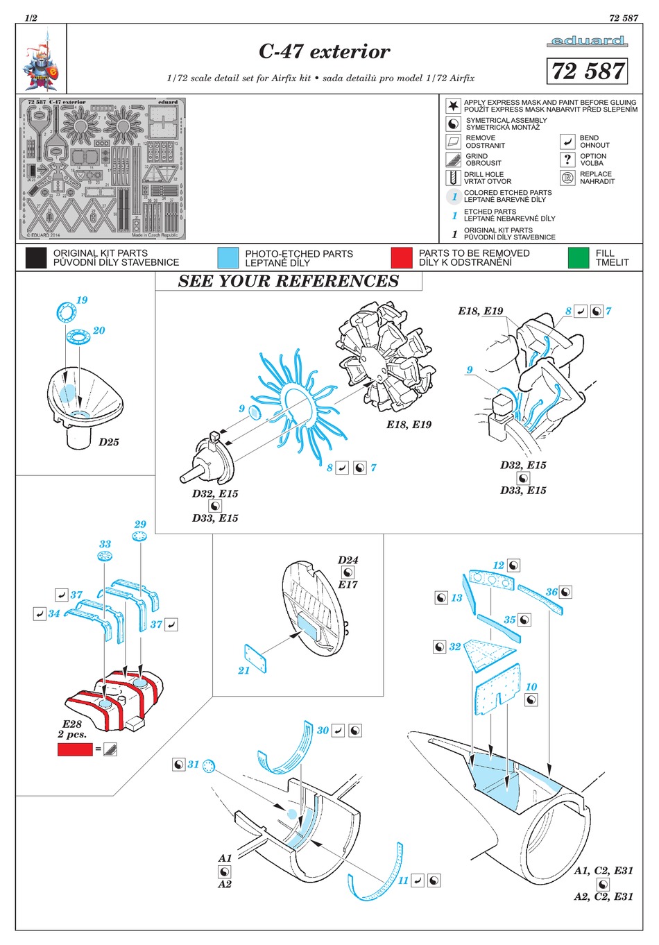 Eduard C 47 Exterior Manual Pdf Download Manualslib