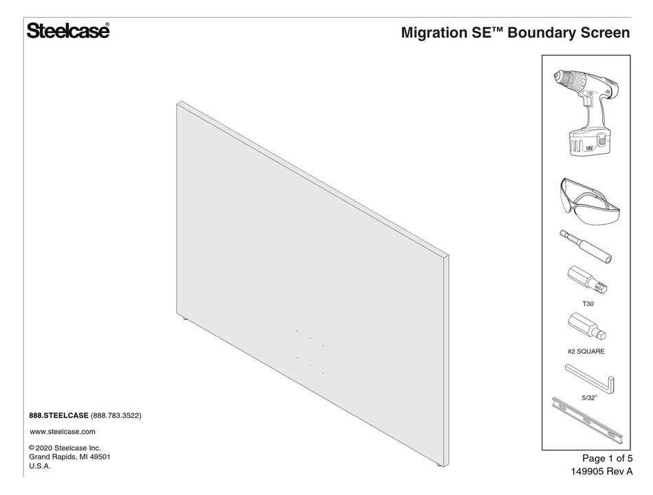 STEELCASE MIGRATION SE BOUNDARY SCREEN QUICK START MANUAL Pdf Download