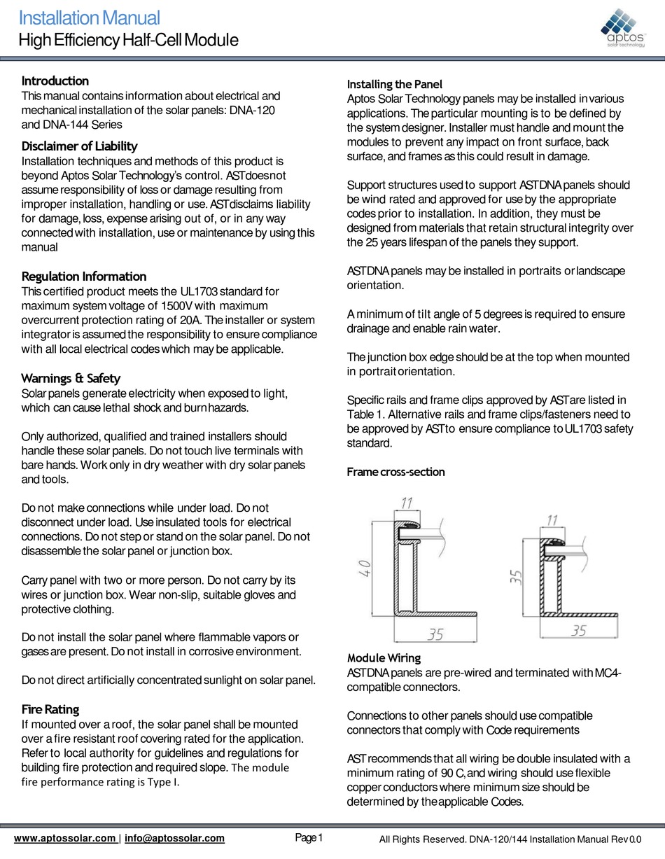 APTOS DNA120 SERIES INSTALLATION MANUAL Pdf Download ManualsLib