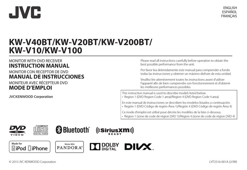 JVC KW-V40BT INSTRUCTION MANUAL Pdf Download | ManualsLib