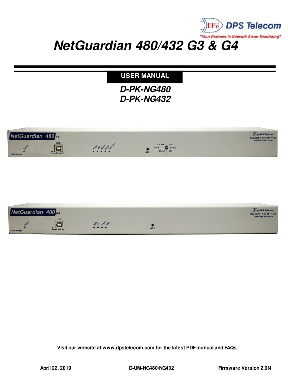 DPS NETGUARDIAN 480 G3 USER MANUAL Pdf Download ManualsLib