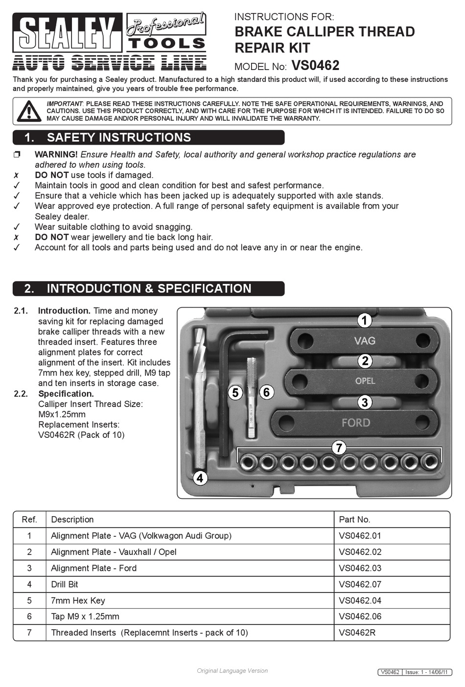 SEALEY AUTO SERVICE SERIES INSTRUCTIONS Pdf Download ManualsLib