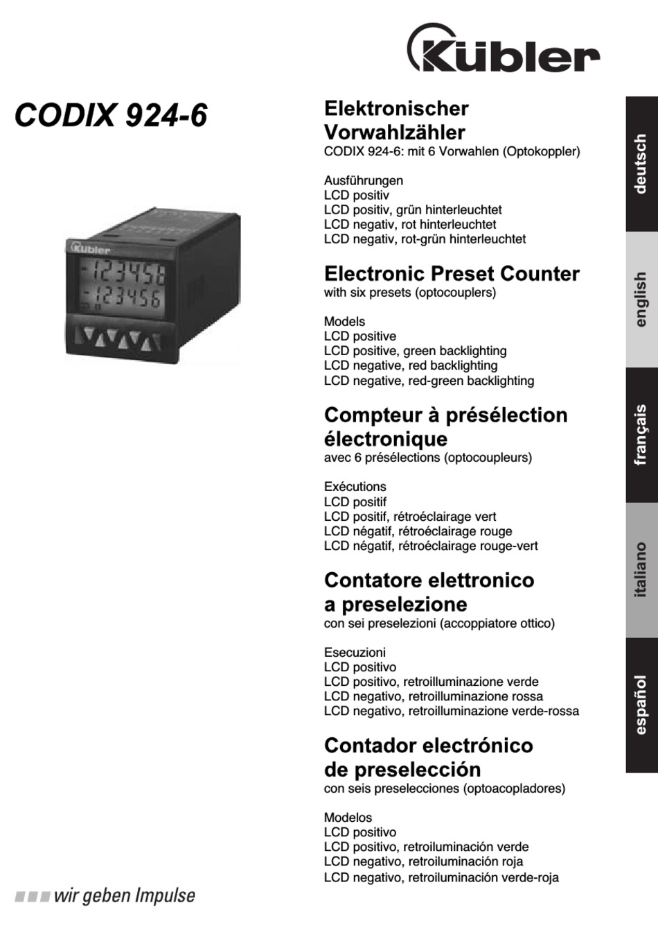 Kuebler CODIX 541 Impulszähler – 90–260 V/AC, Originalqualität
