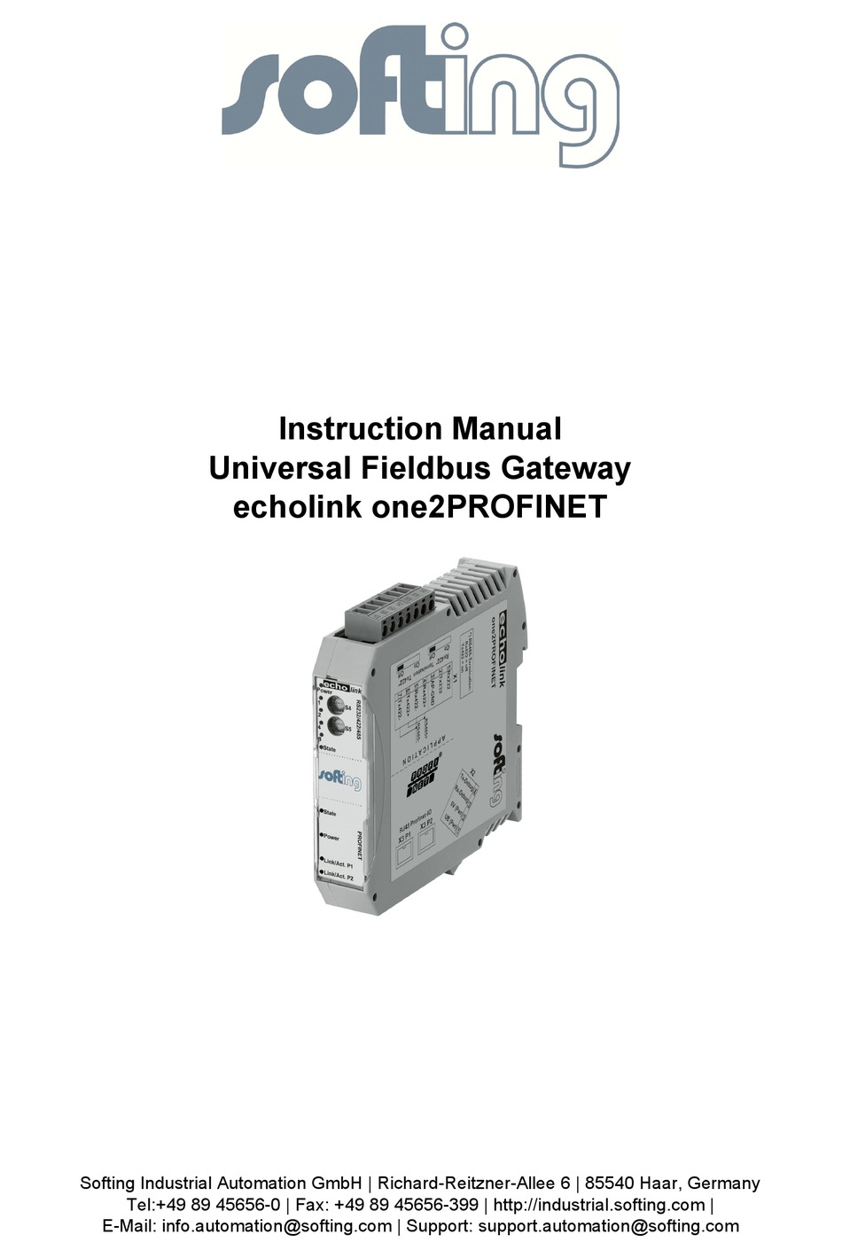 Softing Echolink One2profinet Instruction Manual Pdf Download 