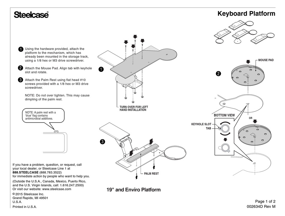STEELCASE ENVIRO KEYBOARD PLATFORM MANUAL Pdf Download ManualsLib