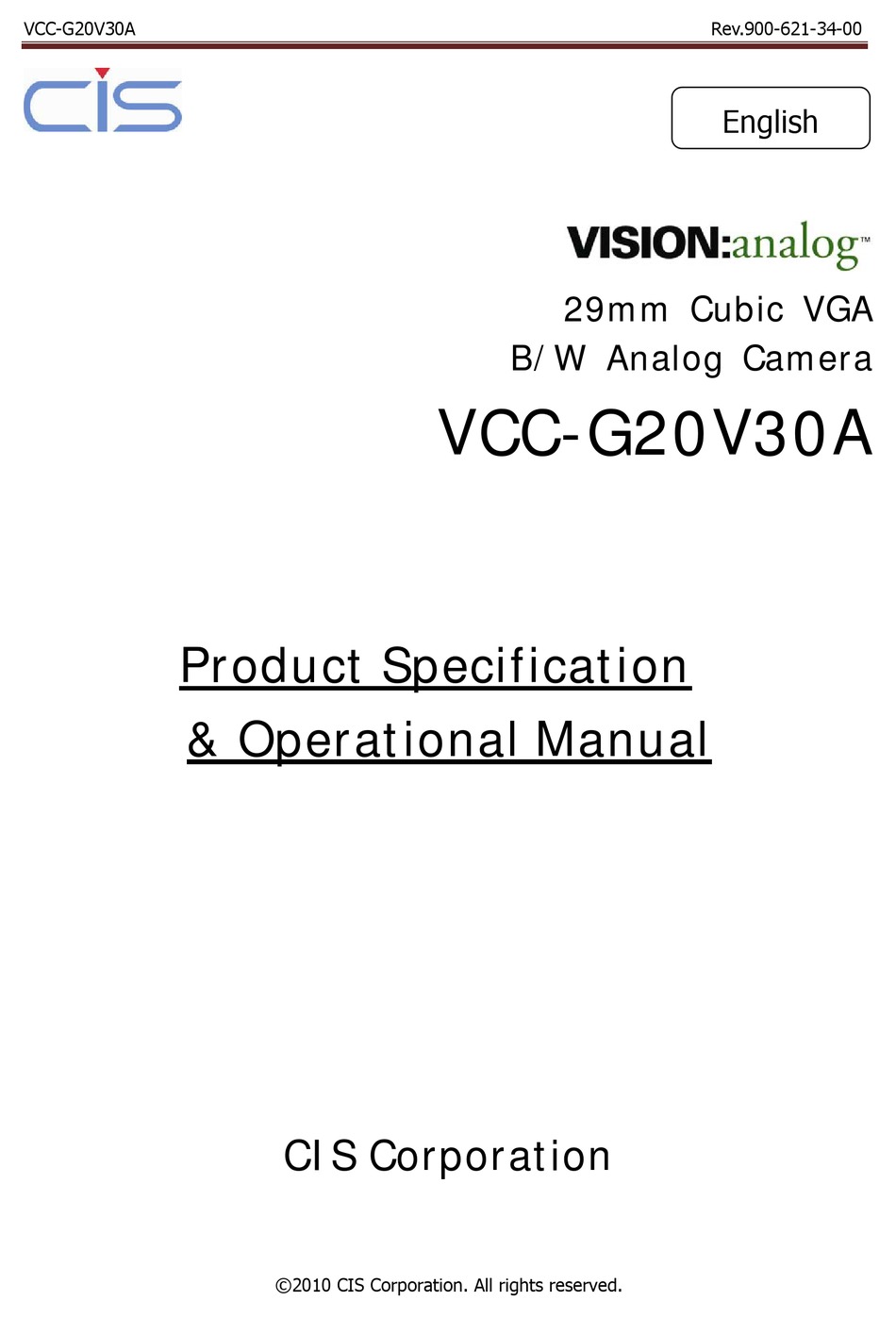 CIS VCC-G20V30A PRODUCT SPECIFICATION & OPERATIONAL MANUAL Pdf Download ...