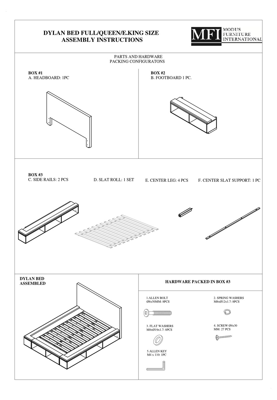 MFI DYLAN BED ASSEMBLY INSTRUCTIONS Pdf Download ManualsLib