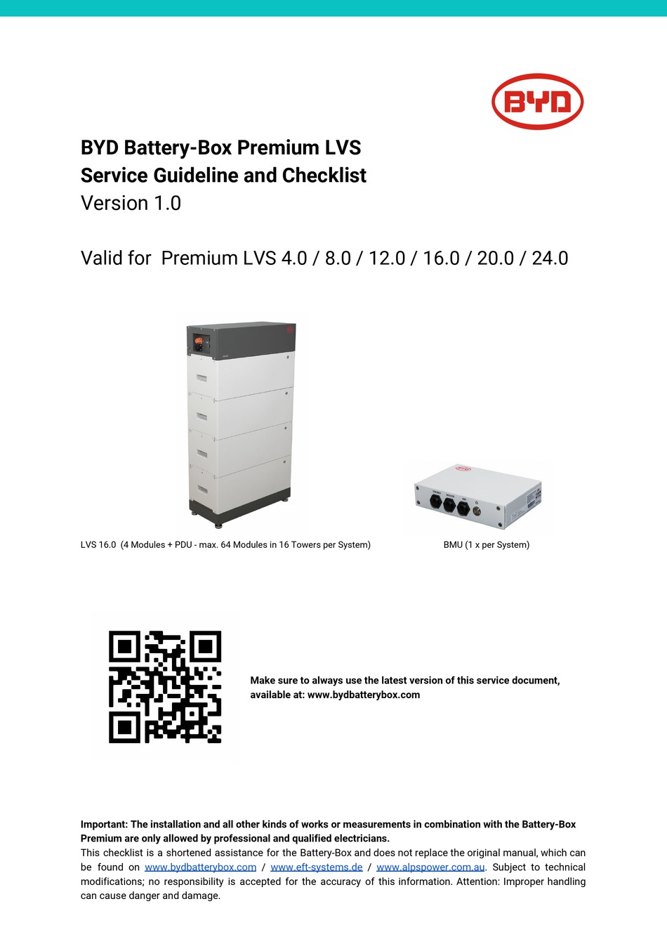 BYD BATTERY-BOX PREMIUM LVS SERVICE MANUALLINES Pdf Download | ManualsLib