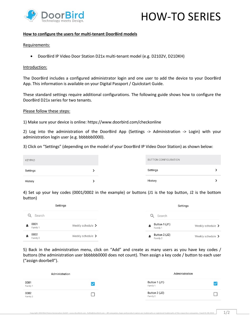 DOORBIRD D21 SERIES QUICK START MANUAL Pdf Download ManualsLib