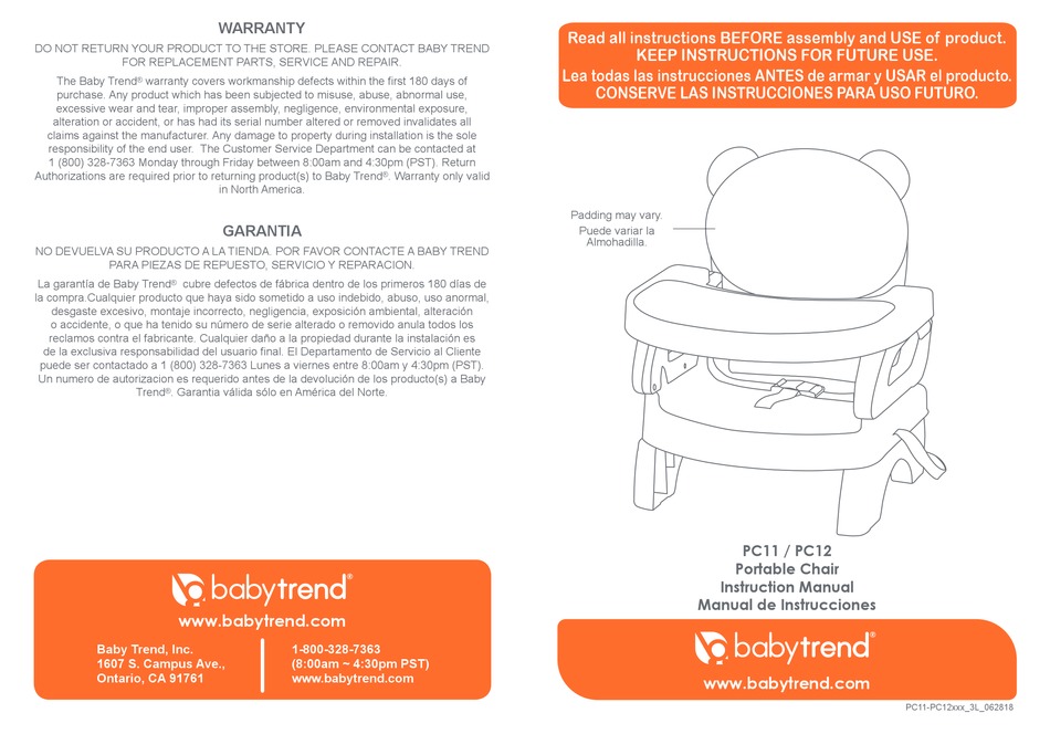 BABY TREND PC11 INSTRUCTION MANUAL Pdf Download ManualsLib