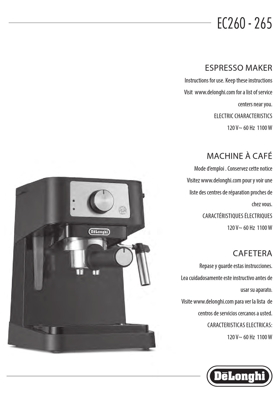 Hot Water; Cleaning; Cleaning The Drip Tray; Cleaning The Co Ee Lters -  DeLonghi EC260 Instructions For Use Manual [Page 10] | ManualsLib