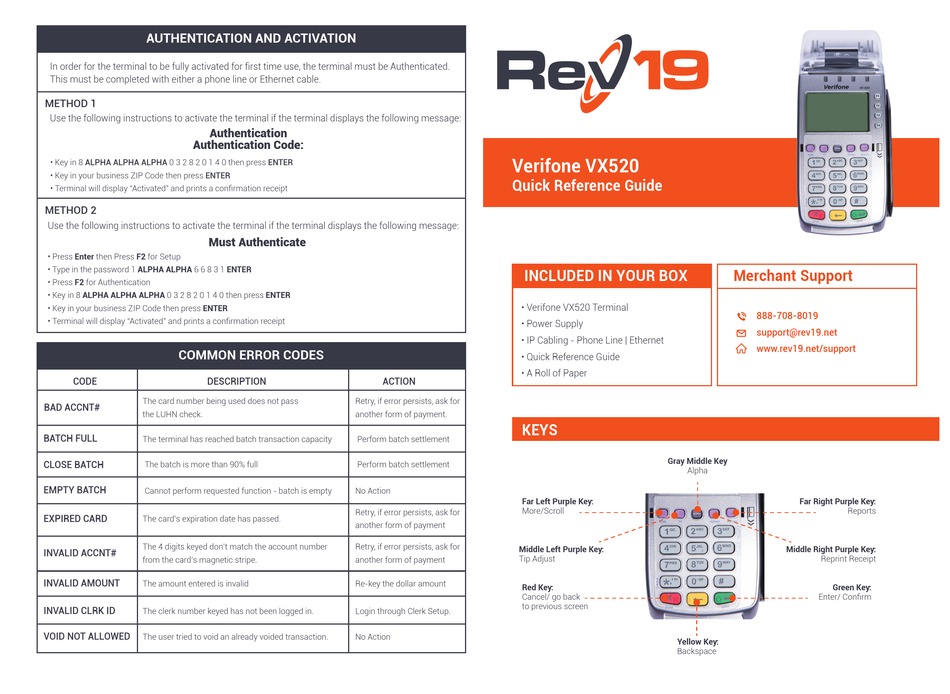 VERIFONE VX520 QUICK REFERENCE MANUAL Pdf Download | ManualsLib